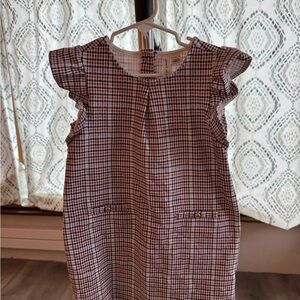 Janie and Jack Pink and Navy Plaid Ruffle Sleeve Dress